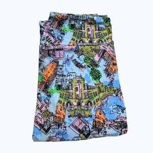 LuLaRoe Womens Leggings OS Venice Inspired City Print Colorful Stretch Soft